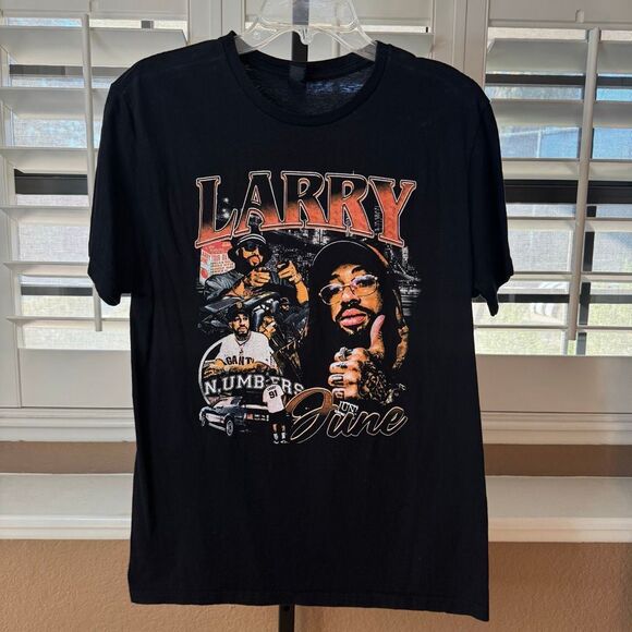 Larry June Numbers Black Shirt Size Medium Hip Hop Underground Indie Mixtape - Picture 1 of 4